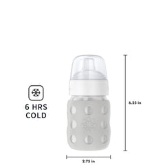 Lifefactory 8-Ounce Stainless-Steel Vacuum-Insulated Wide-Neck Baby Bottle with Sippy Nipple, Stone Gray, LS2251WCG4