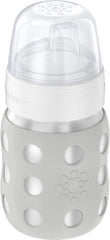 Lifefactory 8-Ounce Stainless-Steel Vacuum-Insulated Wide-Neck Baby Bottle with Sippy Nipple, Stone Gray, LS2251WCG4