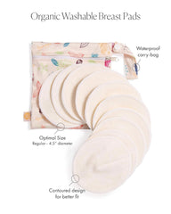 Kindred Bravely Organic Reusable Nursing Pads 10 Pack | Washable Breast Pads for Breastfeeding, Leaking with Carry Bag