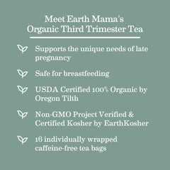 Earth Mama Organic Third Trimester Tea Bags | 100% USDA Organic Herbal Tea for Late Pregnancy Comfort + Childbirth Preparation, 16 Teabags per Box (2-Pack)