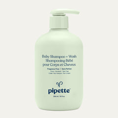 Pipette Baby Shampoo and Body Wash - Fragrance Free, Tear-Free Bath Time, Hypoallergenic, Moisturizing Plant-Derived Squalane, New Formula, 11.8 Fl Oz