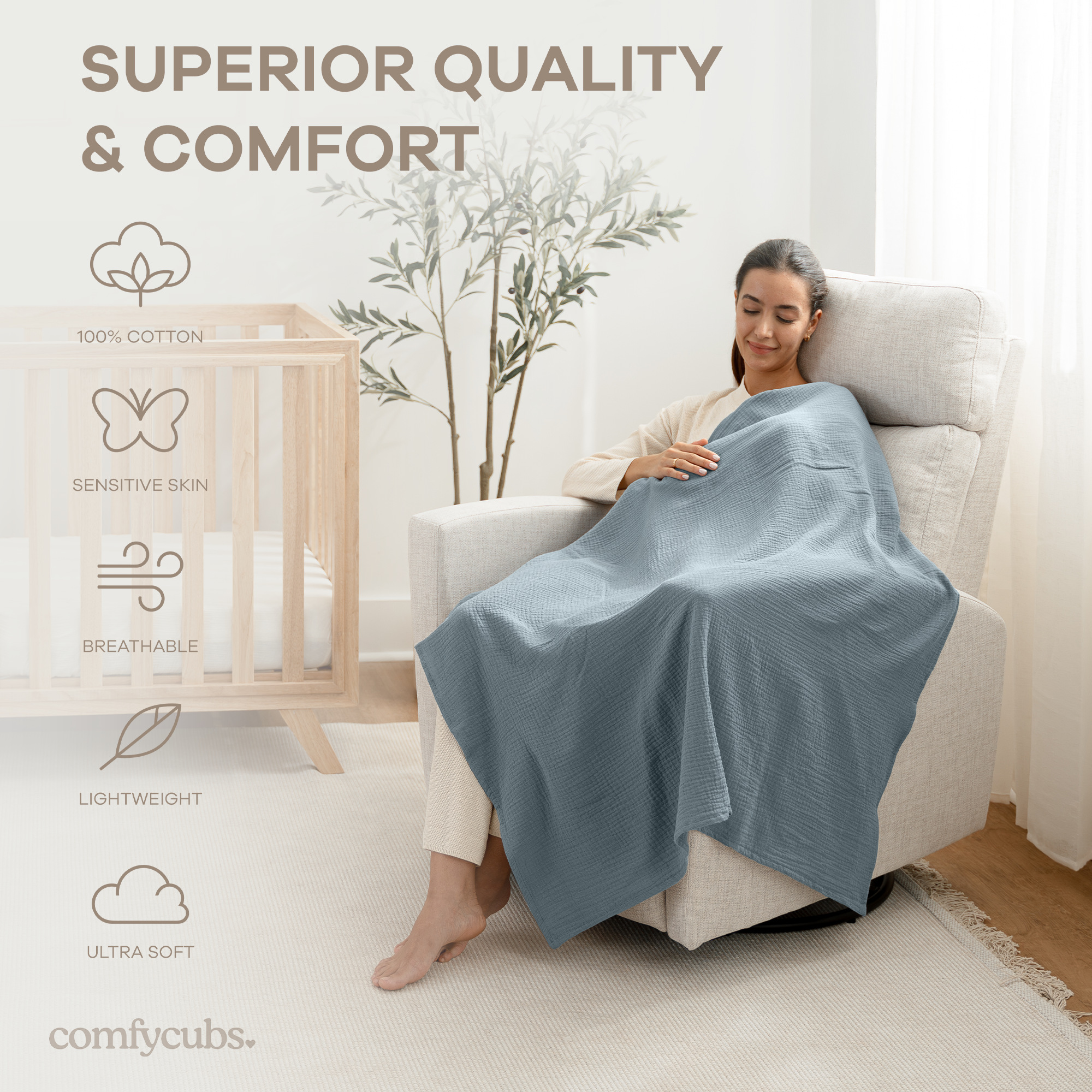 Muslin Swaddle Blankets (Pack of 3)