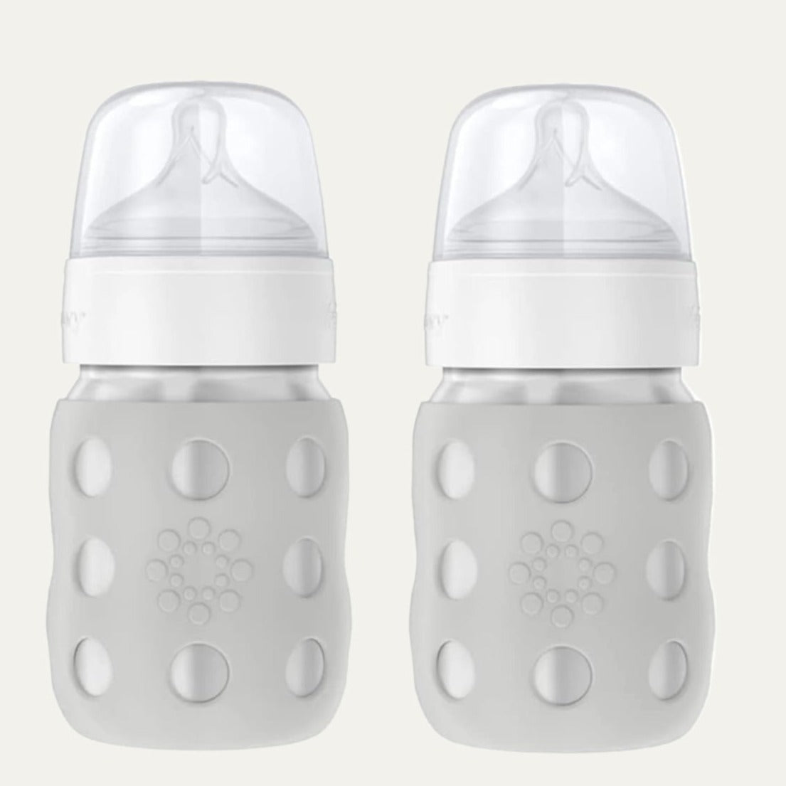 Lifefactory 8-Oz Stainless Steel Baby Bottle with Protective Silicone Sleeve and Stage 2 Nipple, Bundle (Grey 2-Pack)