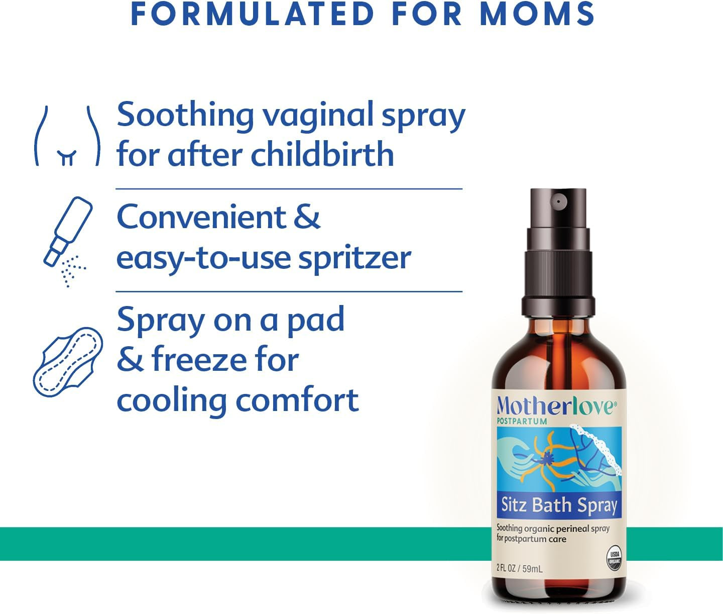 Motherlove Sitz Bath Spray (2 Oz) Sitz Bath for Postpartum Care—Herbal Perineal Spray W/Witch Hazel—Usda Organic, Vegan, & Cruelty Free