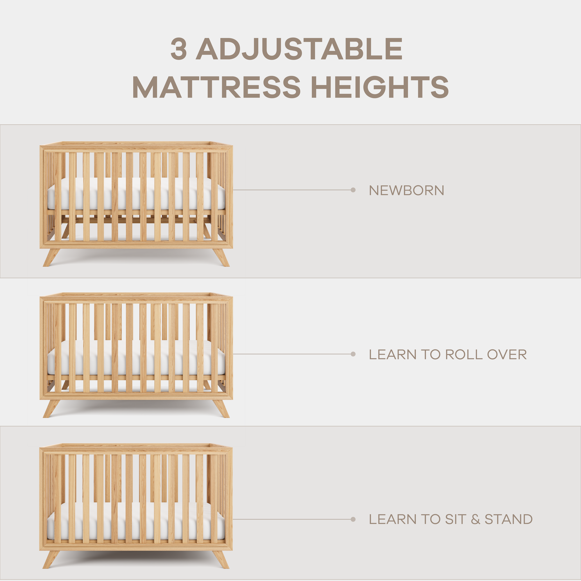 Baby Crib for 0 to 3 Years - Natural Wood