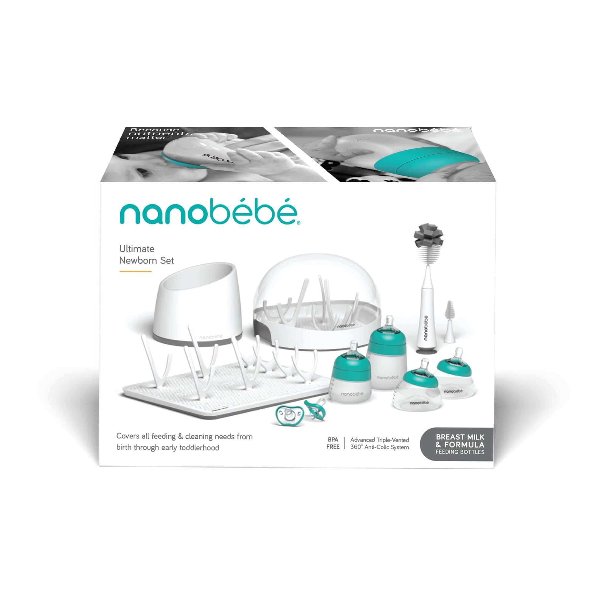 Ultimate Newborn Baby Bottle Feeding Set – Bottles, Sterilizer, Pacifiers & Drying Rack