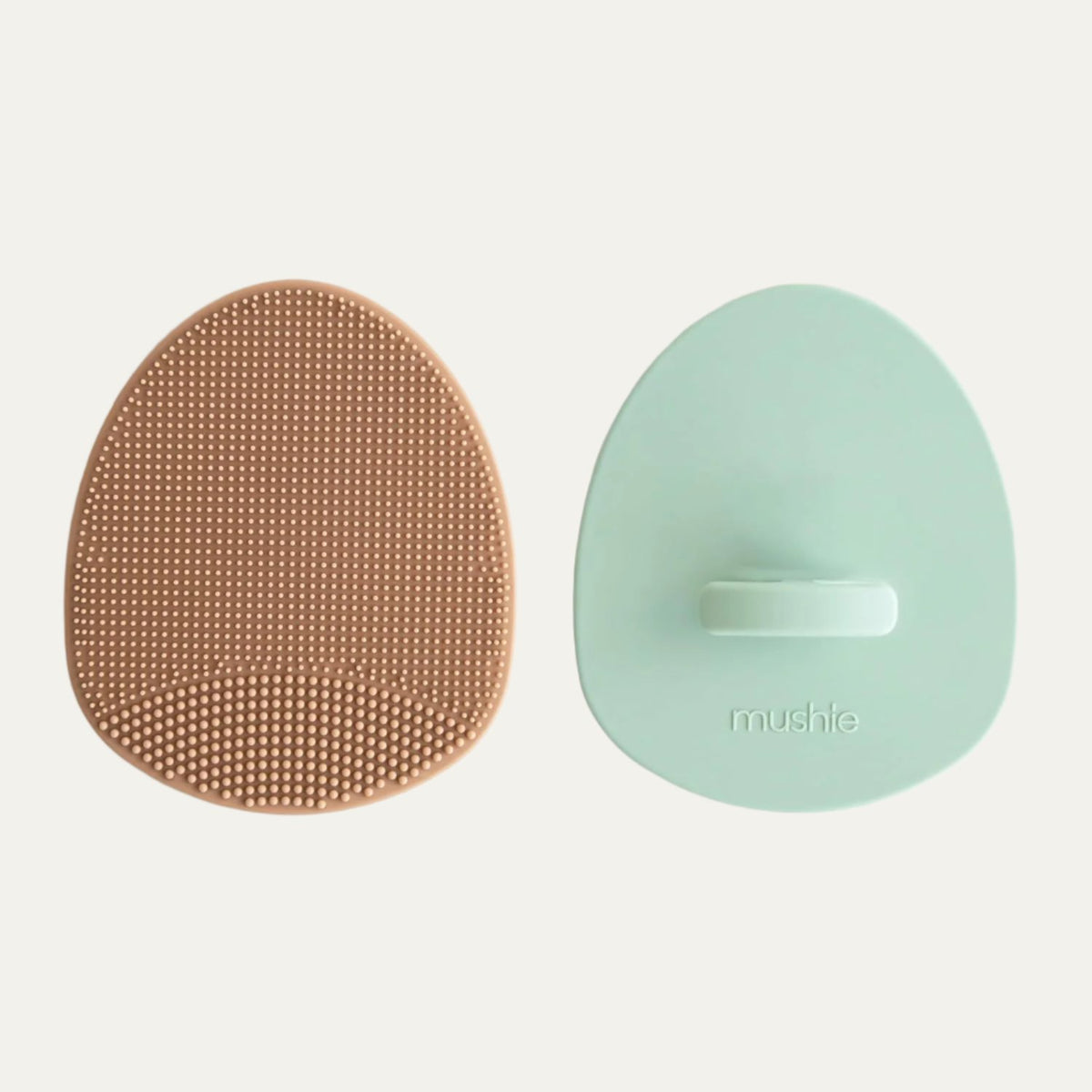 Mushie Baby Bath Cradle Cap Brush | Soft Silicone Bristles for Dry Skin, Eczema, & Cradle Cap Treatment | 2-Pack (Blush/Shifting Sand)