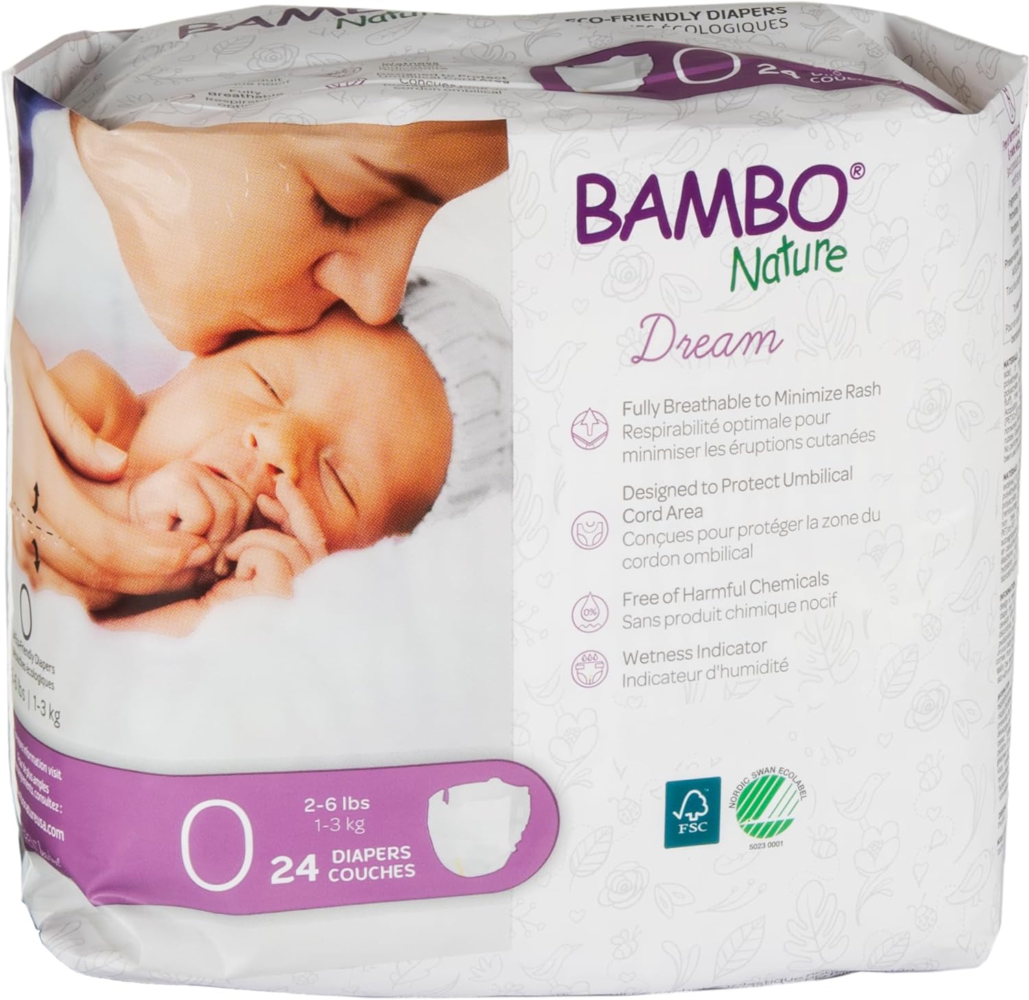 Bambo Nature Premium Baby Diapers (SIZES 0 to 6 AVAILABLE), Size 1, 36 Count