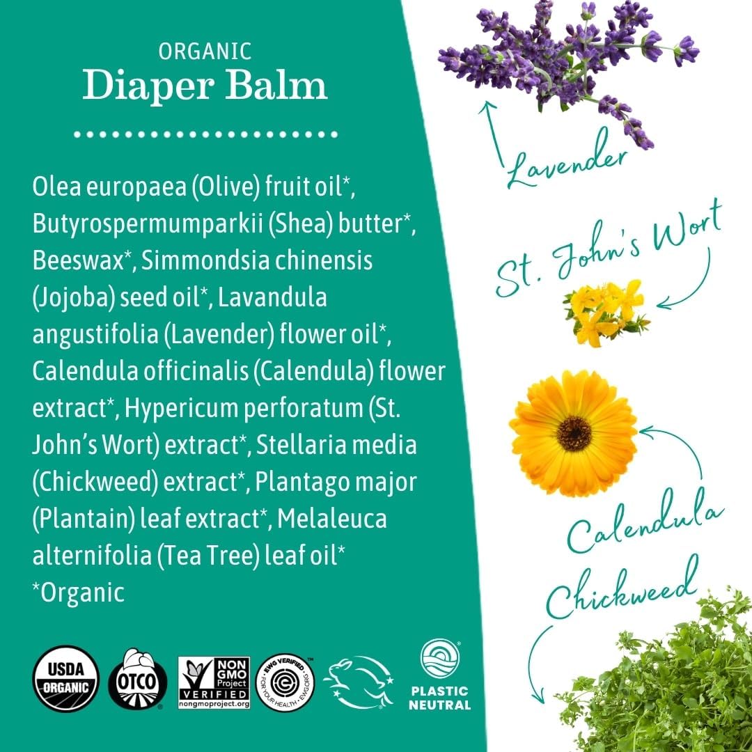 Earth Mama Organic Diaper Balm - 4 Fl Oz - Diaper Cream for Baby - Safe for Sensitive Skin - Baby Essentials