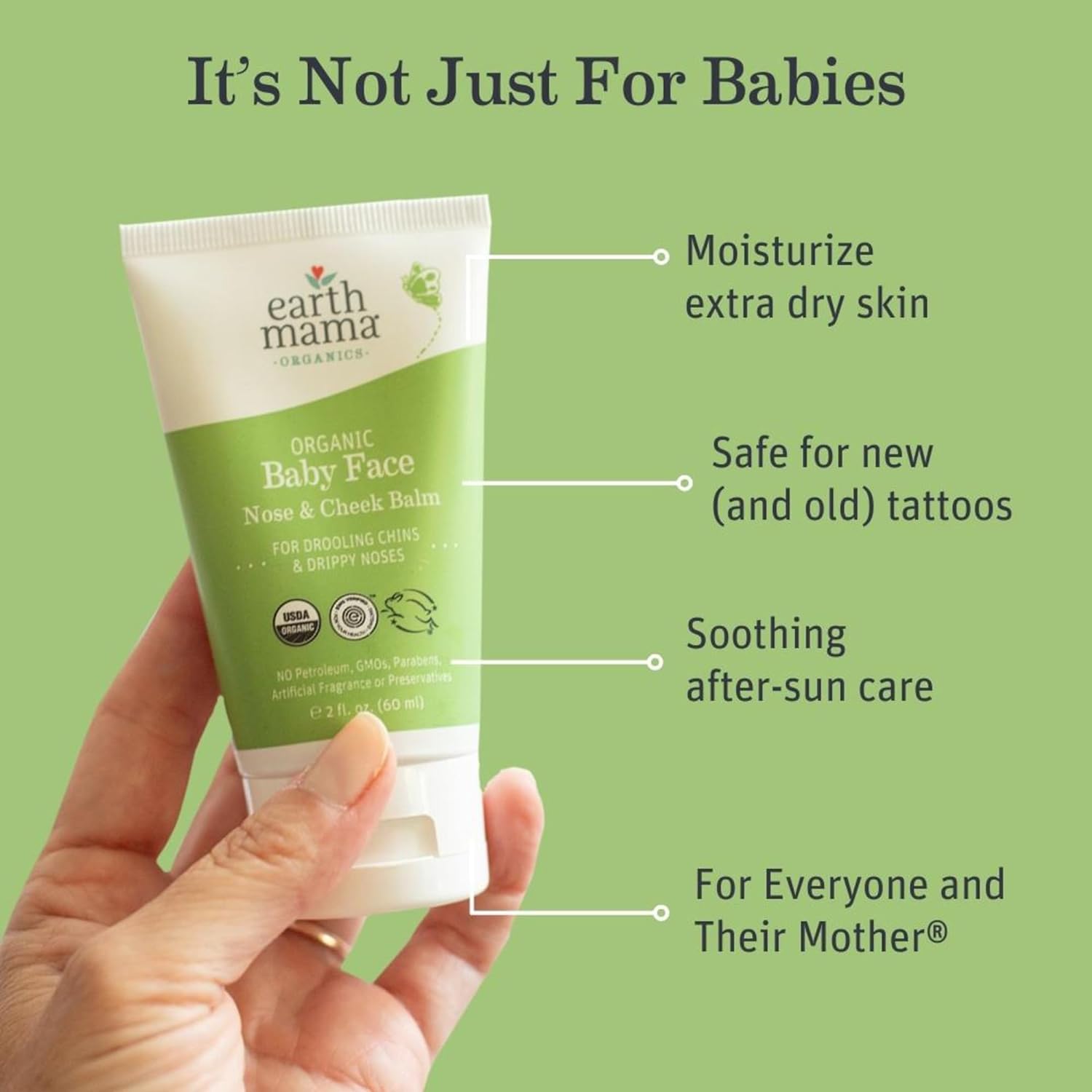 Earth Mama Organic Baby Face Nose & Cheek Balm | Moisturizer with Calendula Oil for Dry Skin Care, Natural Petroleum Jelly Alternative (2-Fluid Ounce)