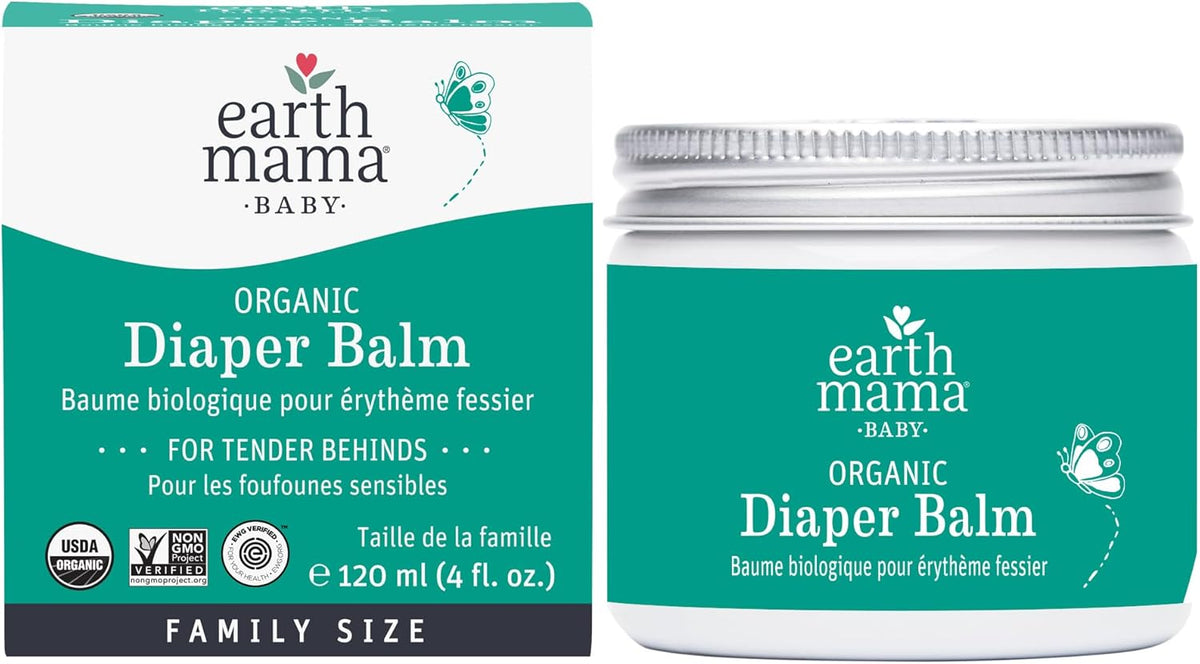 Earth Mama Organic Diaper Balm - 4 Fl Oz - Diaper Cream for Baby - Safe for Sensitive Skin - Baby Essentials