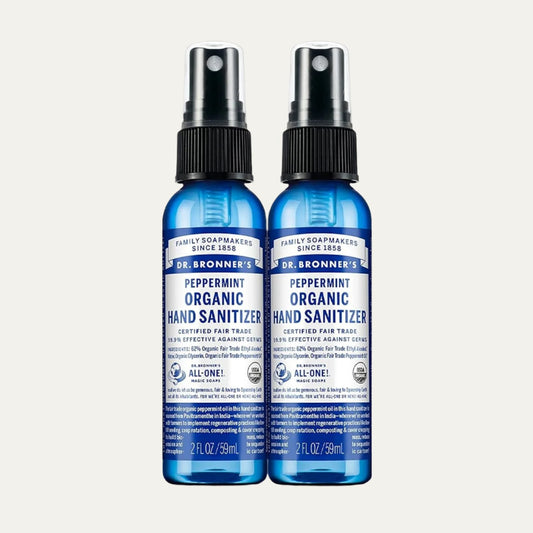 Dr. Bronner'S - Organic Hand Sanitizer Spray (Peppermint, 2 Ounce, 2-Pack) - Simple & Effective Formula, Cleanses & Sanitizes, No Harsh Chemicals, Moisturizes & Cleans Hands