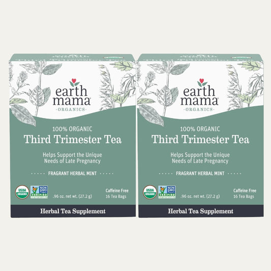 Earth Mama Organic Third Trimester Tea Bags | 100% USDA Organic Herbal Tea for Late Pregnancy Comfort + Childbirth Preparation, 16 Teabags per Box (2-Pack)