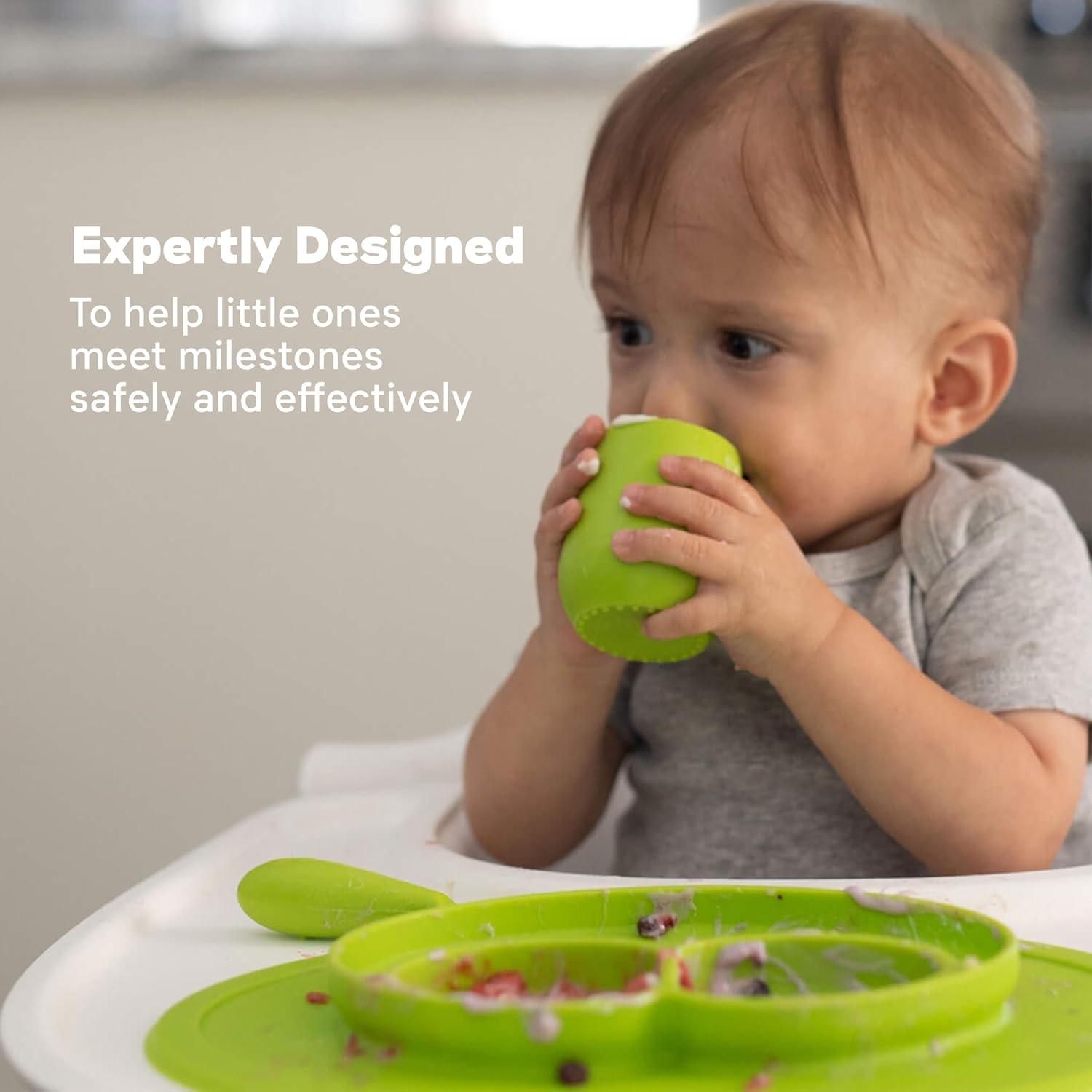 Ezpz Tiny Cup (Lime) - 100% Silicone Training Cup for Infants - 4 Months + - Designed by a Pediatric Feeding Specialist - Baby-Led Weaning Essentials & Baby Gifts