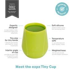 Ezpz Tiny Cup (Lime) - 100% Silicone Training Cup for Infants - 4 Months + - Designed by a Pediatric Feeding Specialist - Baby-Led Weaning Essentials & Baby Gifts