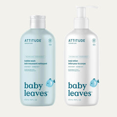 Bundle of ATTITUDE Bubble Body Wash for Baby and Body Lotion for Baby, EWG Verified, Dermatologically Tested, Plant and Mineral-Based, Vegan, Good Night, 16 Fl Oz