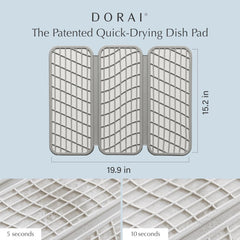 Dorai Home Dish Pad | Diatomaceous Earth Stone Drying Mat for Kitchen Counter | Quick Drying | Stone Dish Drying Mat for Kitchen | 19.9" X 15.2" X 0.52" | Sandstone