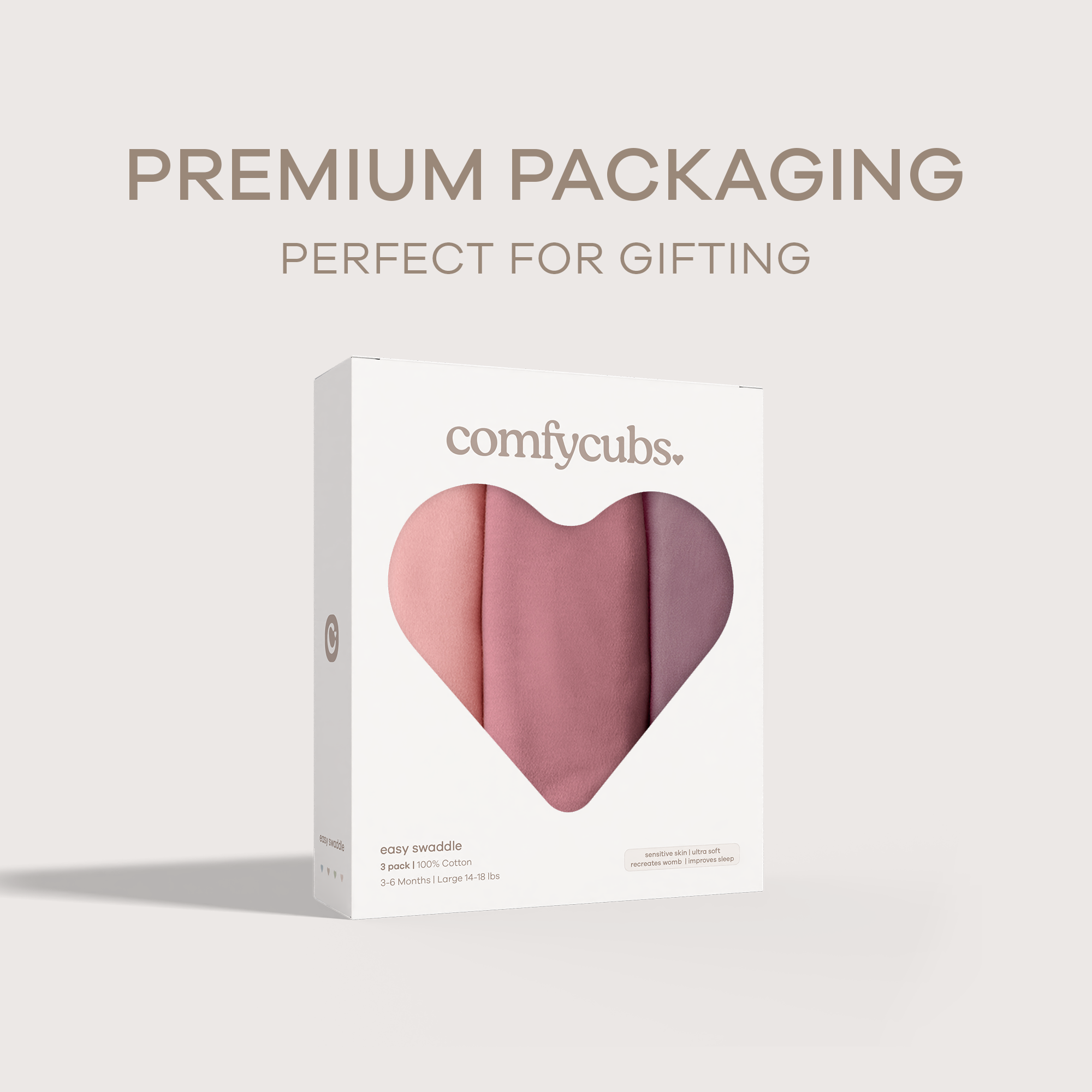 Easy Swaddle Blankets in Blush, Mauve, Mulberry, Pack of 3