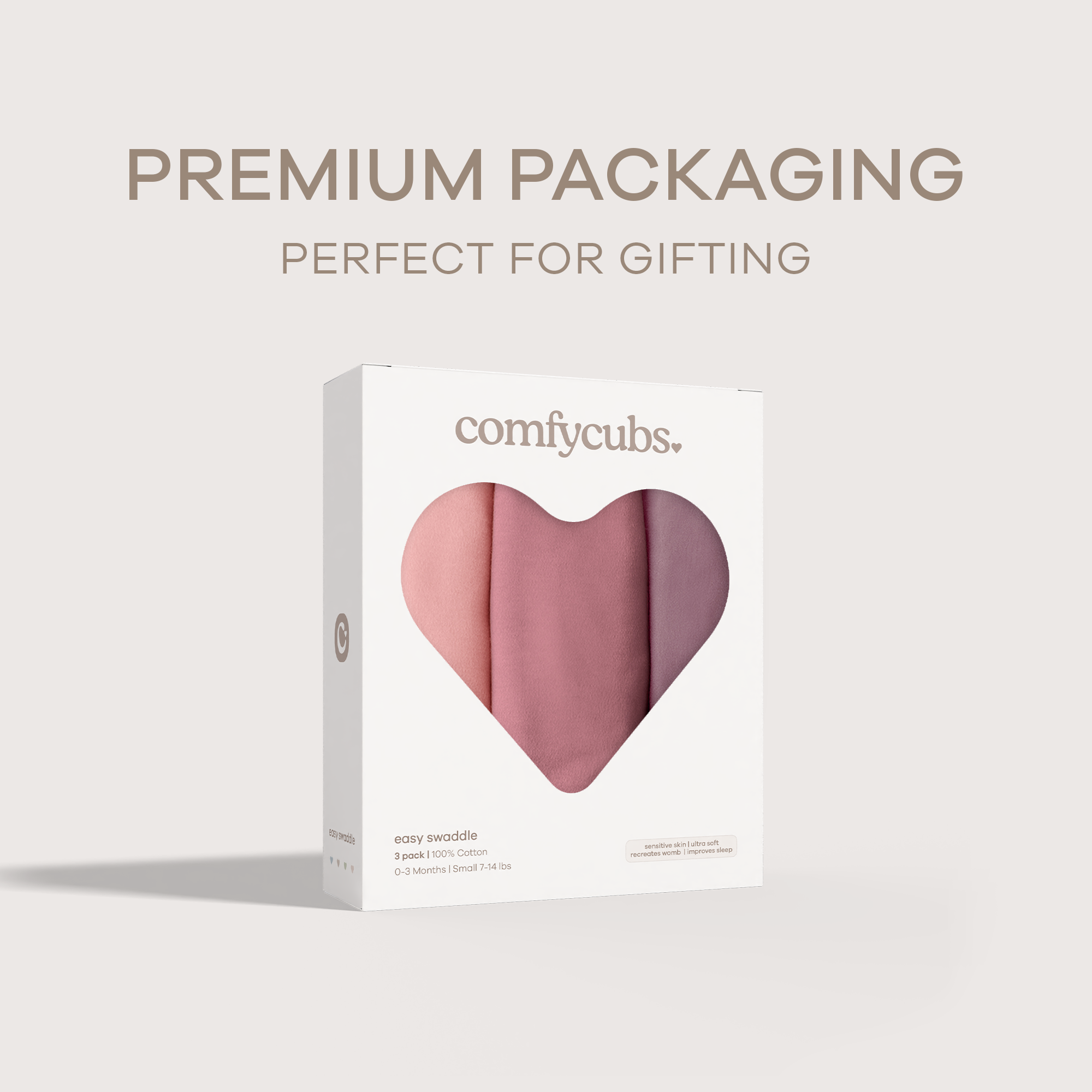 Easy Swaddle Blankets in Blush, Mauve, Mulberry, Pack of 3