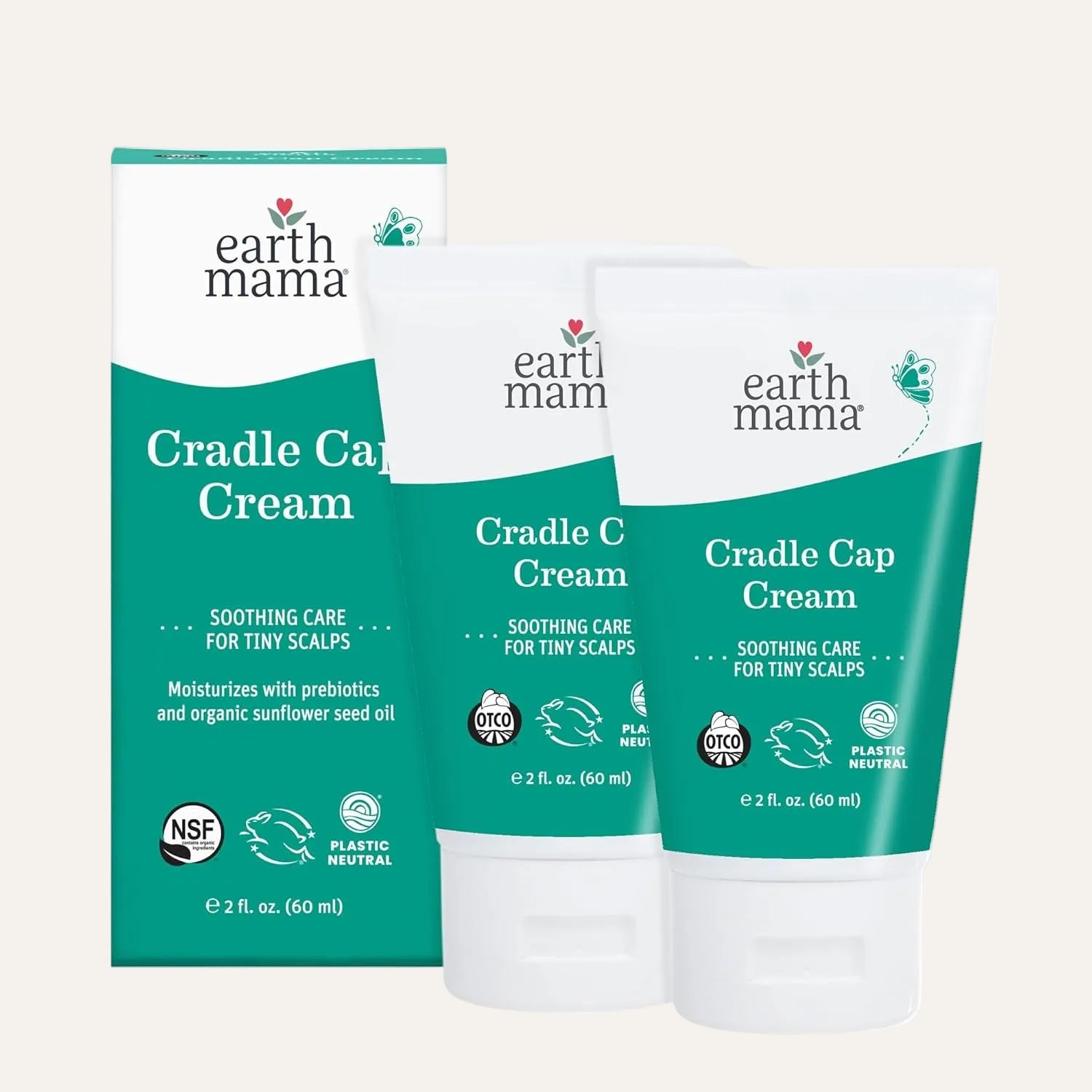Earth Mama Cradle Cap Cream, 2 Oz – Gentle Cradle Cap Cream for Babies, Organic Scalp Moisturizer to Help Soften Flakes, Cradle Cap Kit Essential (Pack of 2)