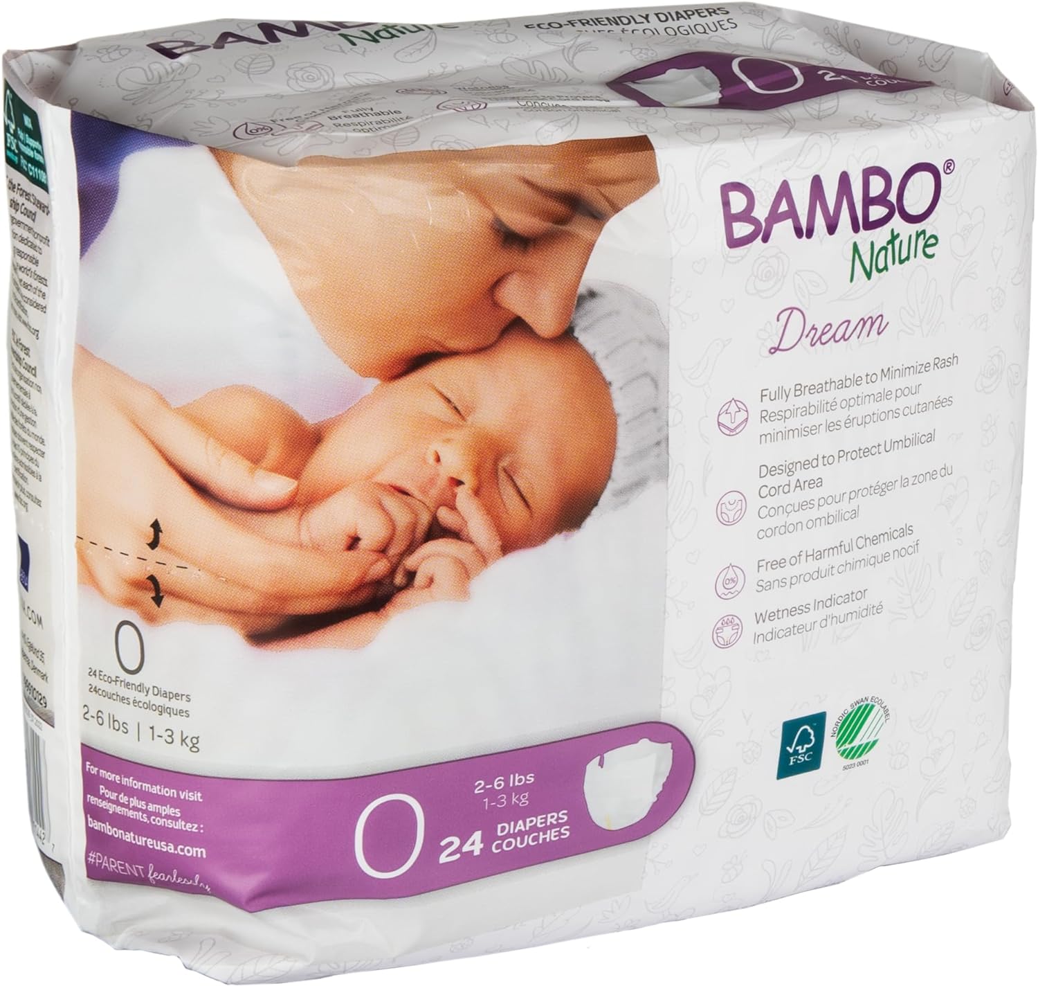 Bambo Nature Premium Baby Diapers (SIZES 0 to 6 AVAILABLE), Size 1, 36 Count