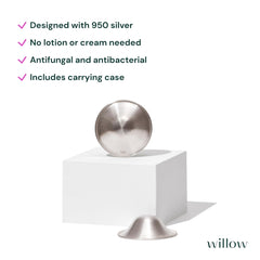 Willow Soothing Silver Nursing Cups, 2 Pack, Breastfeeding Nipple Covers for Protection & Pain Relief, BPA Free