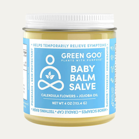 Green Goo Baby Balm, Organic Gentle Moisturizing & Soothing Baby Lotion, Helps Relieve Skin Irritations, 4 Oz Jar