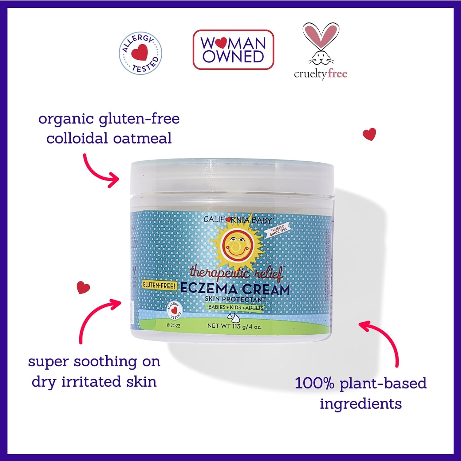 California Baby Eczema Cream | Soothes & Relieves Eczema Irritation | Allergy Friendly | Gluten-Free | Steroid-Free | Eczema Treatment for Dry, Irritated & Sensitive Skin | 57 G / 2 Oz.