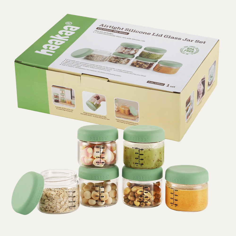 Sealed Glass Storage Jar Set - 6 x 4 oz Glass Jars