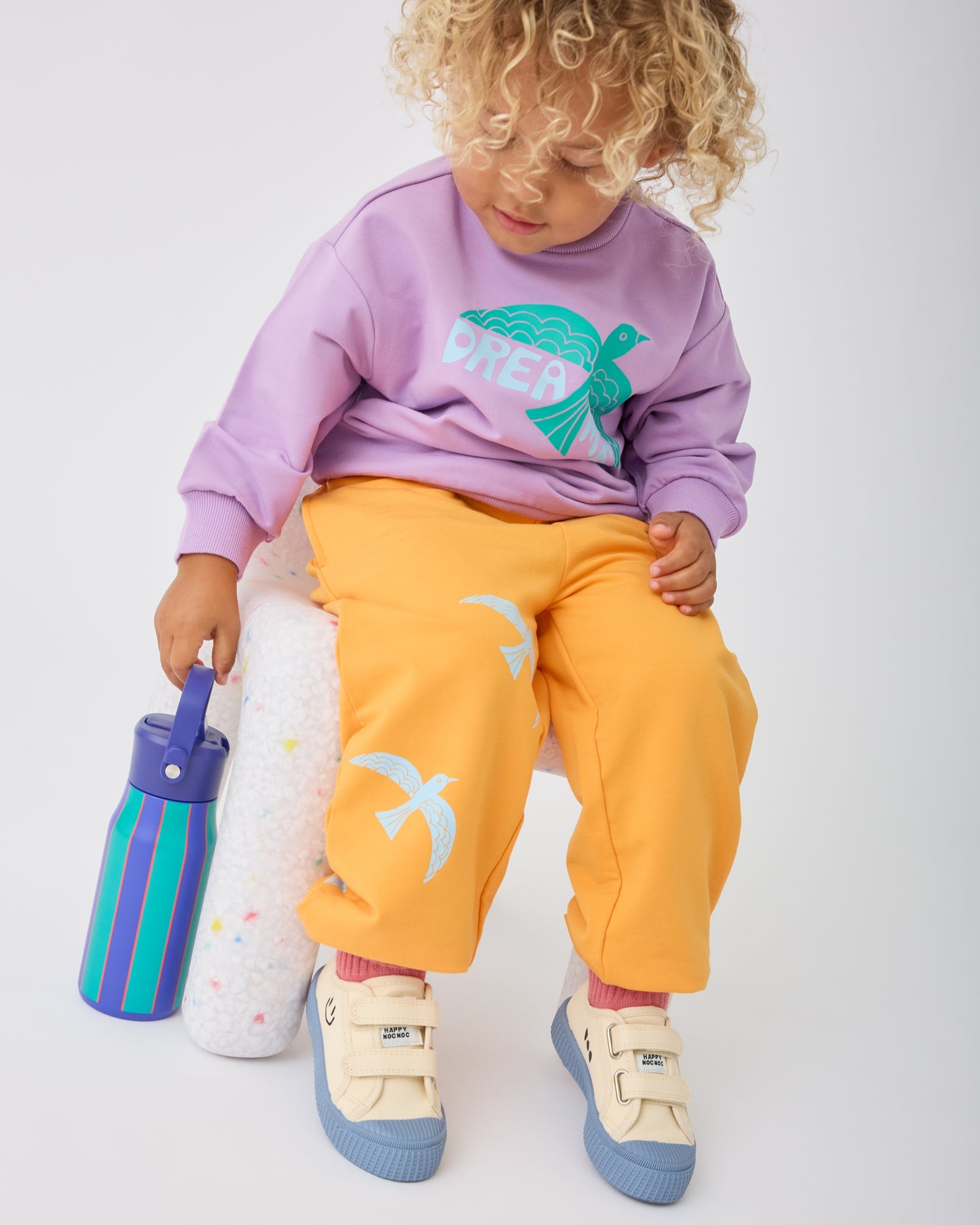 Cool Kid Water Bottle | Navy & Green Stripe