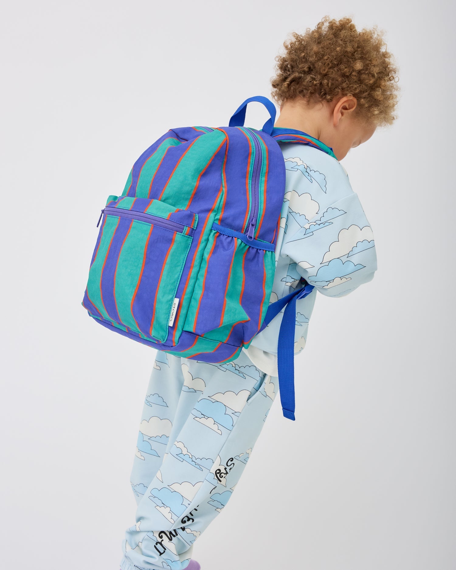 Cool Kid Backpack | Navy & Green Stripe