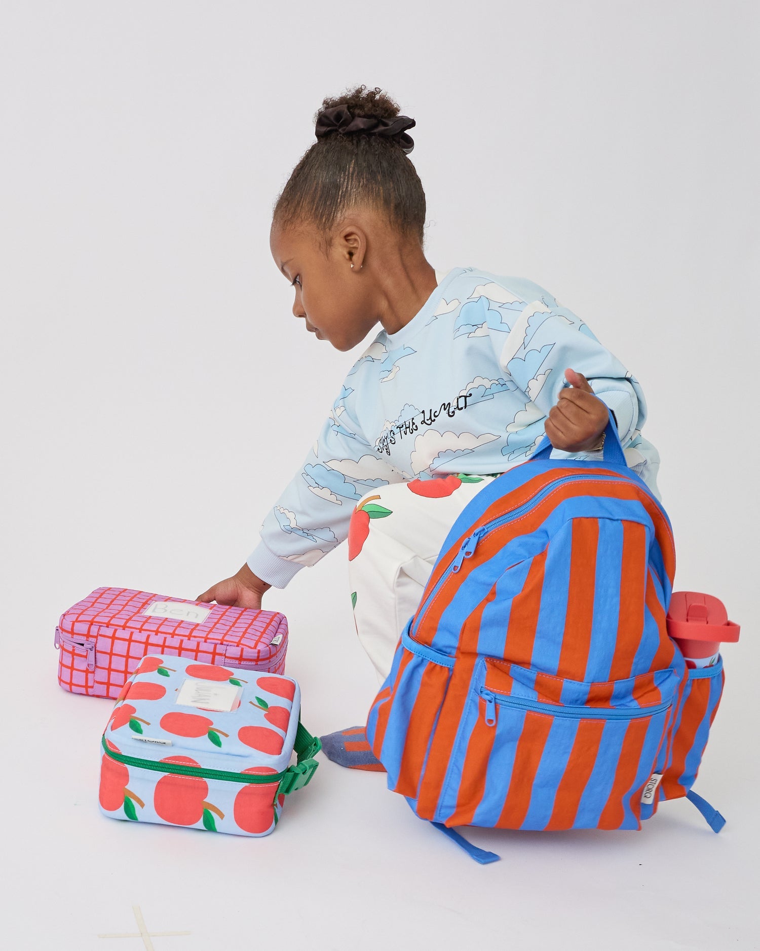 Cool Kid Backpack | Blue & Rust Stripe