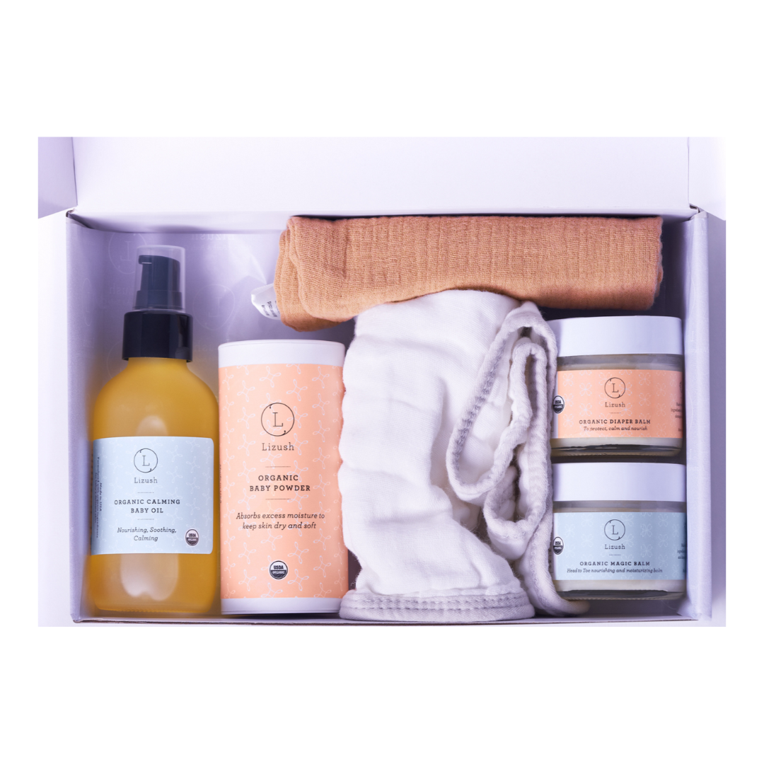 Organic full care new baby gift set - welcome little one!