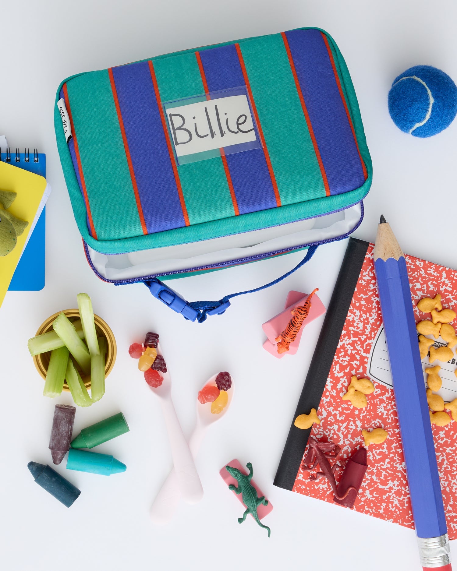 Cool Kid Lunch Box | Navy & Green Stripe