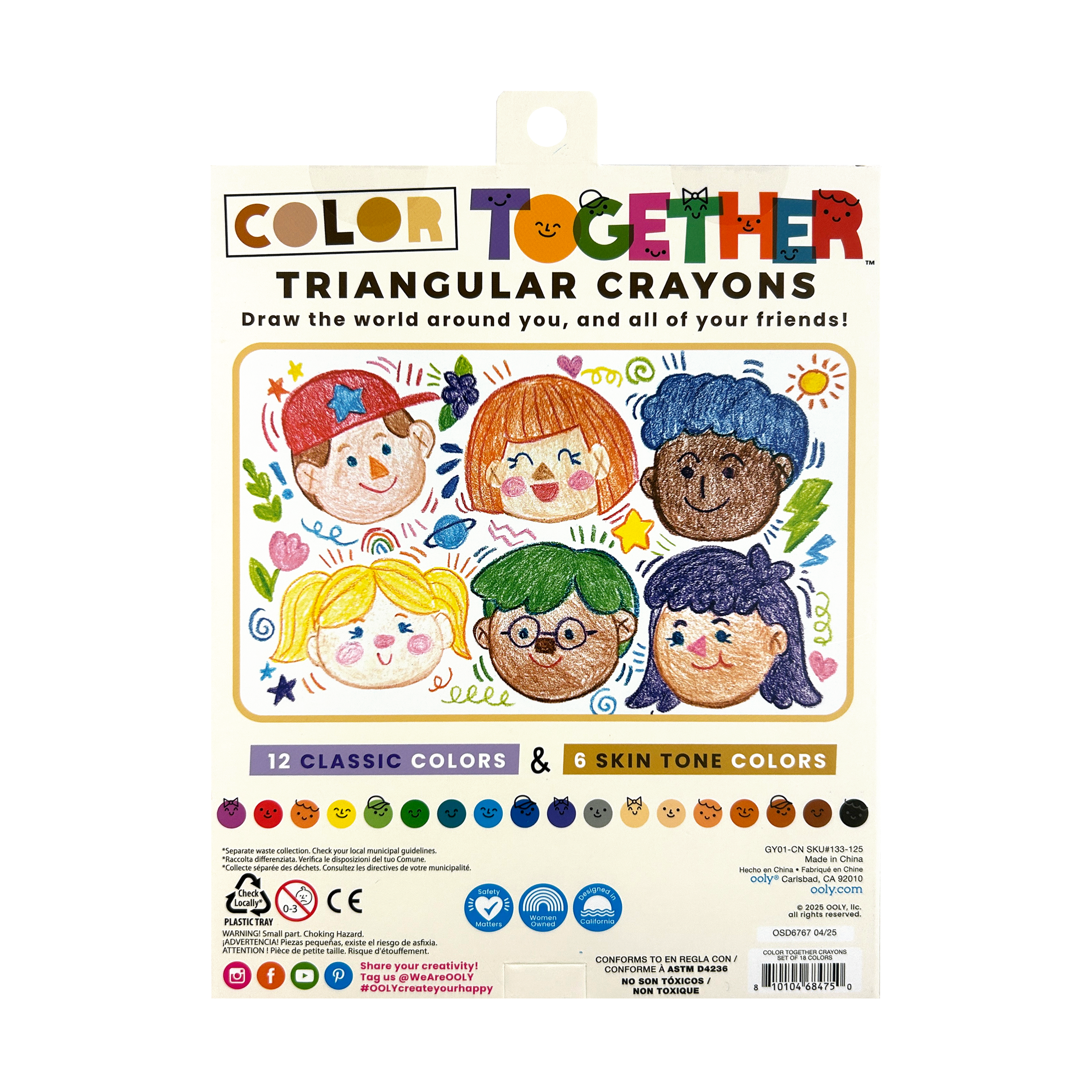 Color Together Triangular Crayons - Easy Grip - Set of 18