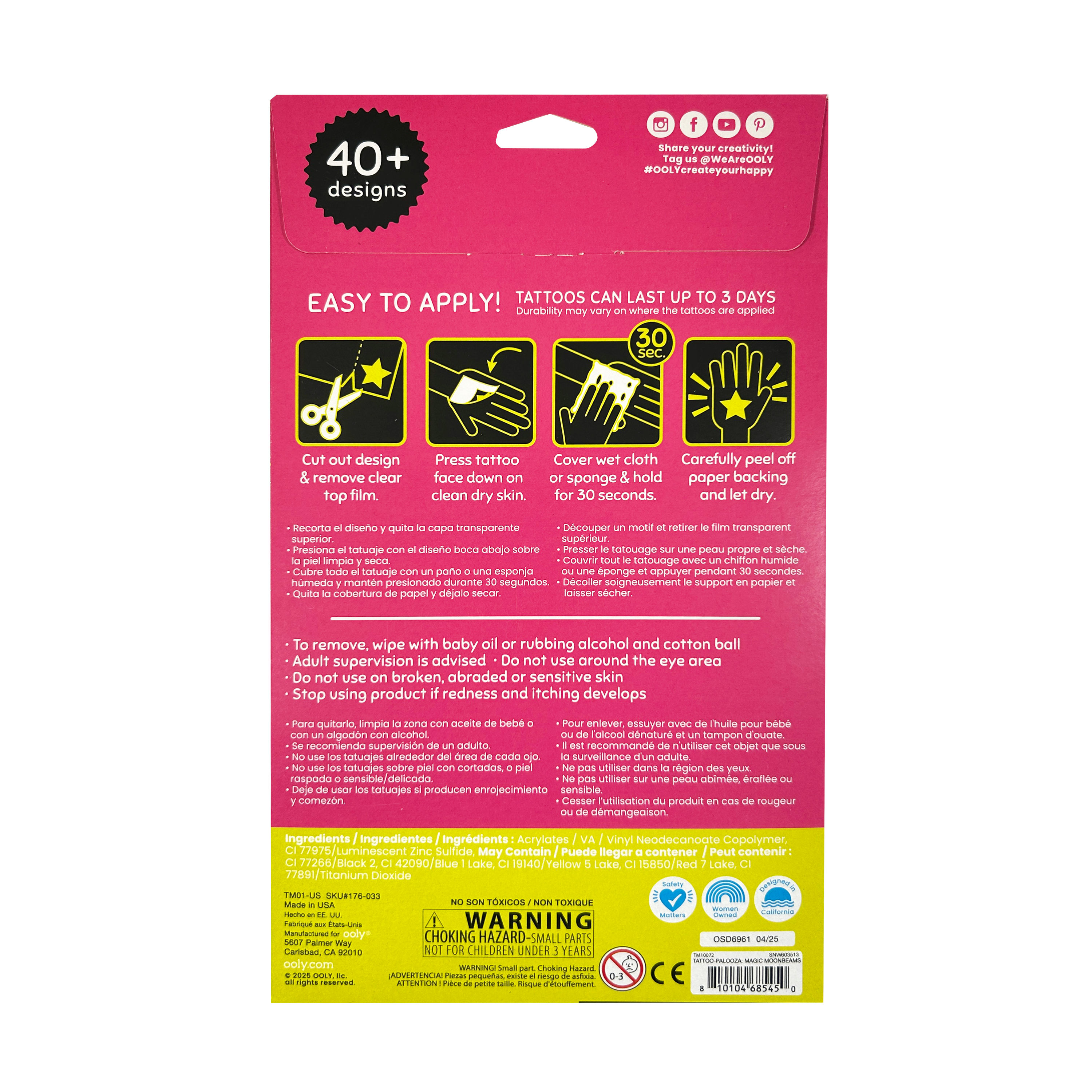 Tattoo-Palooza Glow in the Dark Temporary Tattoos - Magic Moonbeams - 3 Sheets