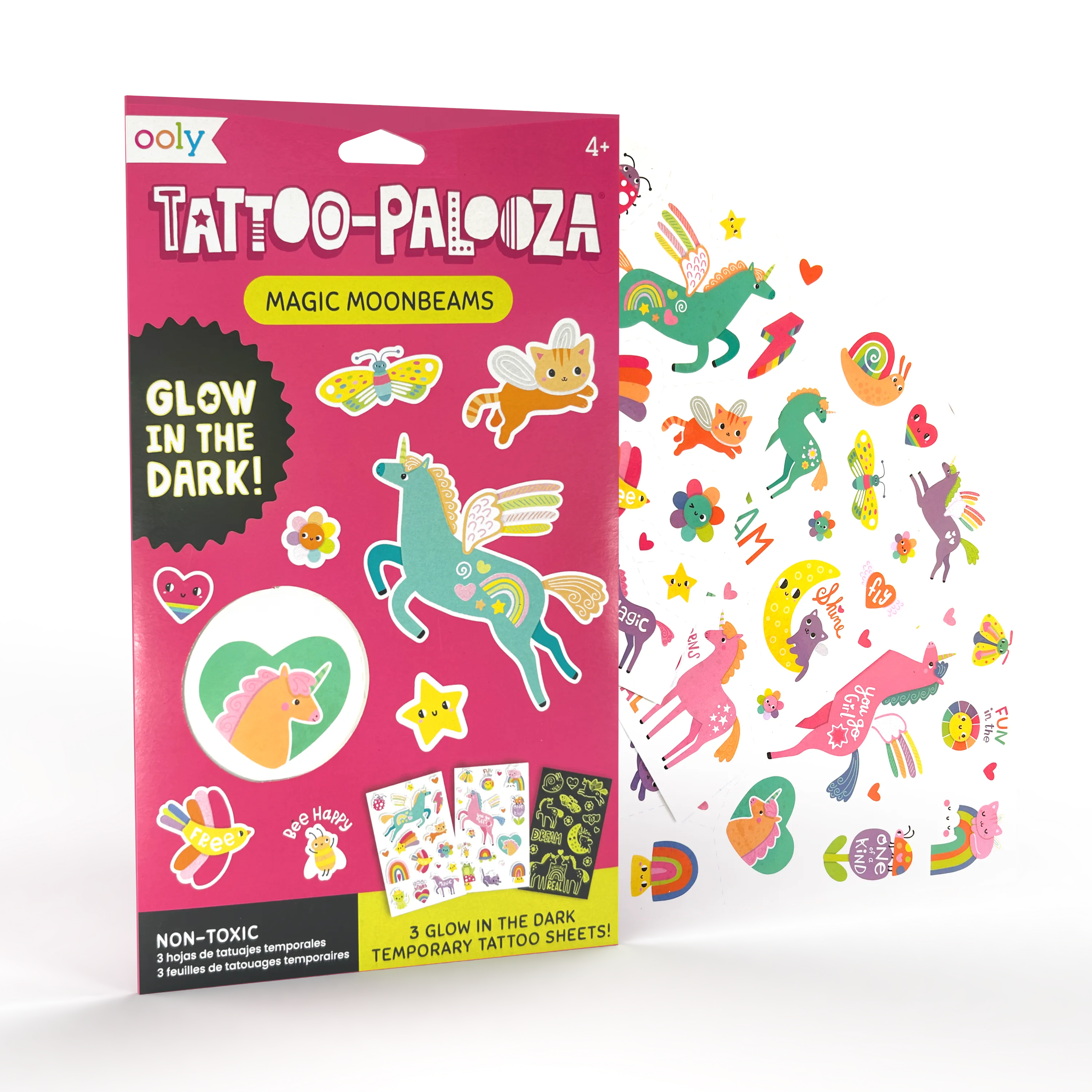 Tattoo-Palooza Glow in the Dark Temporary Tattoos - Magic Moonbeams - 3 Sheets