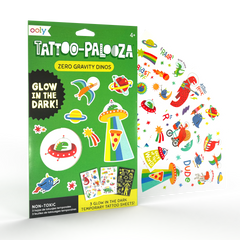 Tattoo-Palooza Glow in the Dark Temporary Tattoos - Zero Gravity Dinos - 3 Sheets