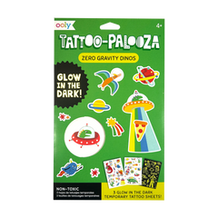 Tattoo-Palooza Glow in the Dark Temporary Tattoos - Zero Gravity Dinos - 3 Sheets