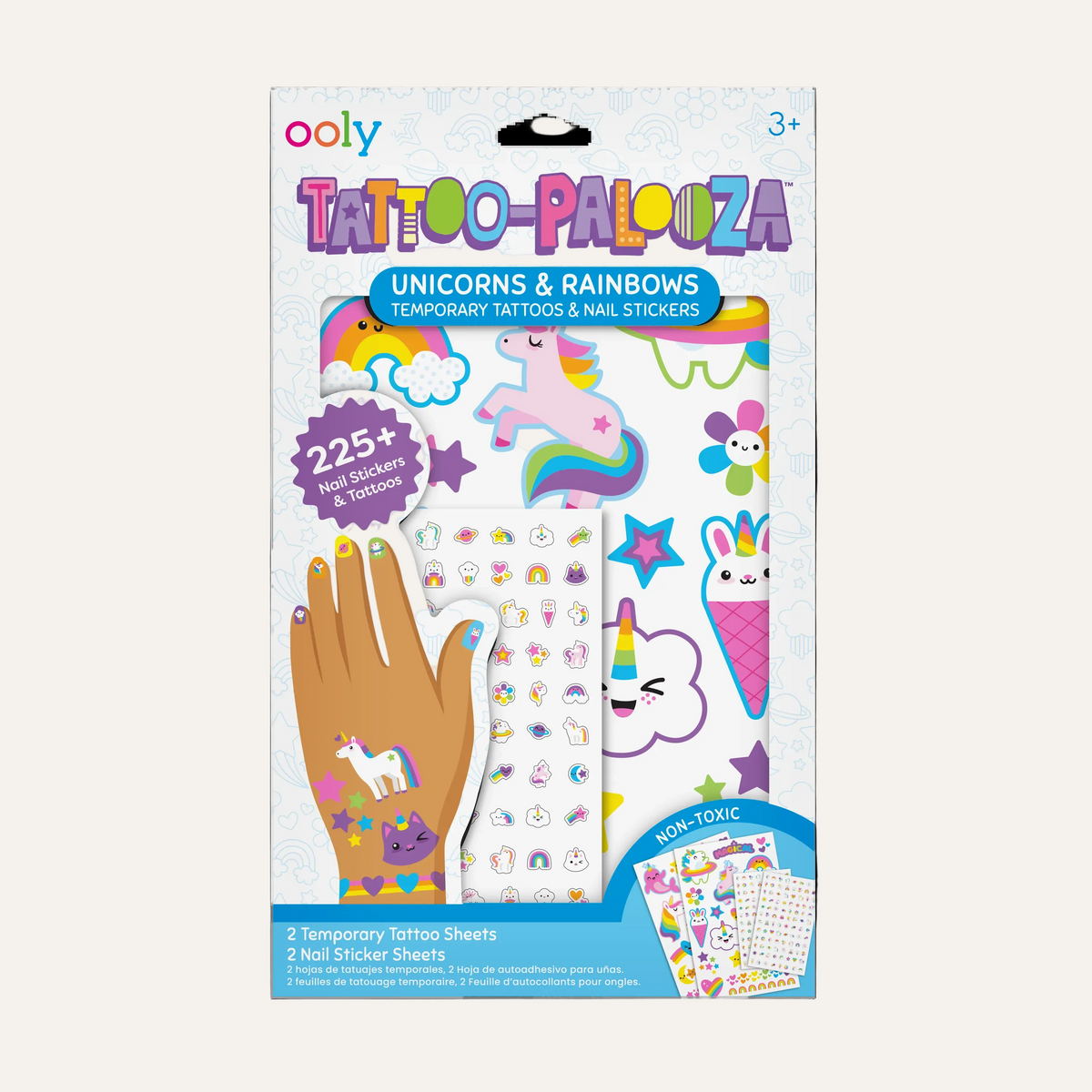 Tattoo-Palooza Temporary Tattoos & Nail Stickers - Unicorns & Rainbows