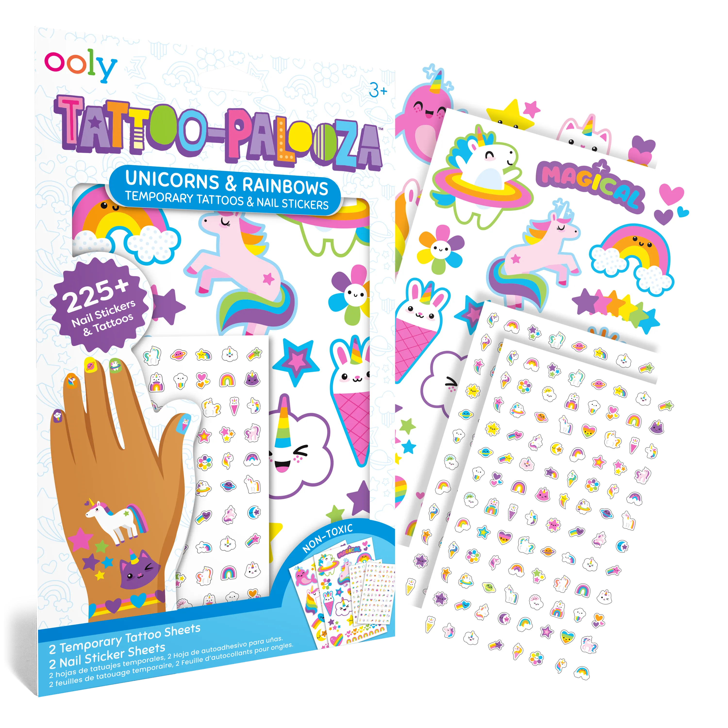 Tattoo-Palooza Temporary Tattoos & Nail Stickers - Unicorns & Rainbows