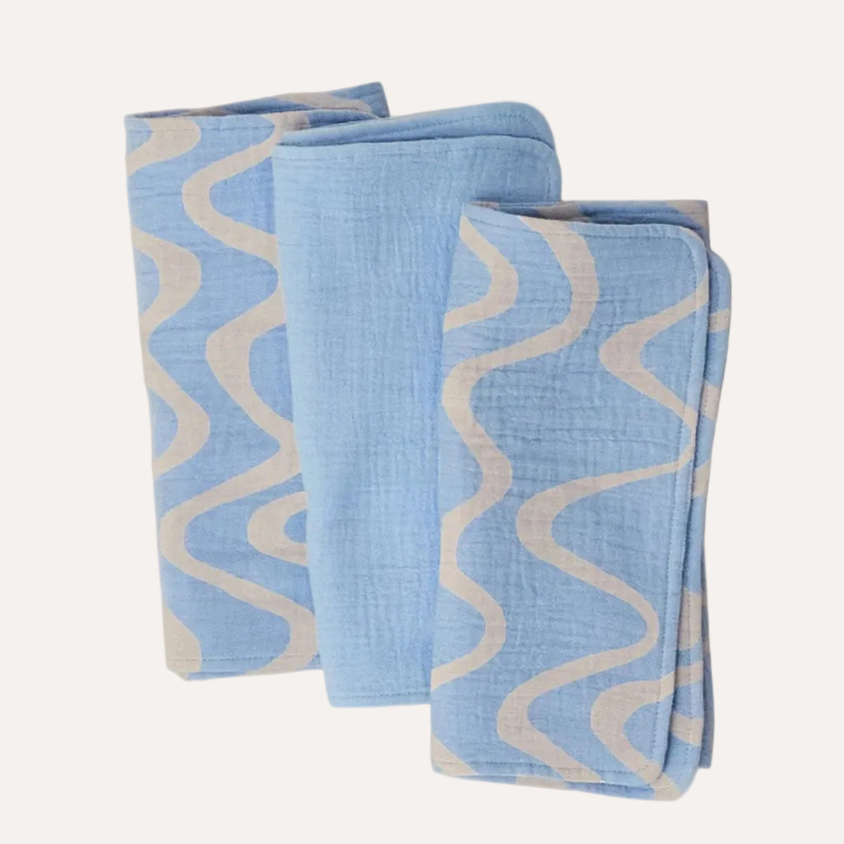 Organic Muslin Burp Cloth (Three-Pack) | Blue Waves