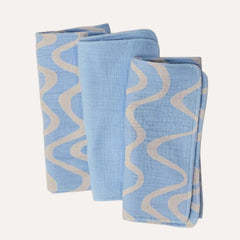 Organic Muslin Burp Cloth (Three-Pack) | Blue Waves