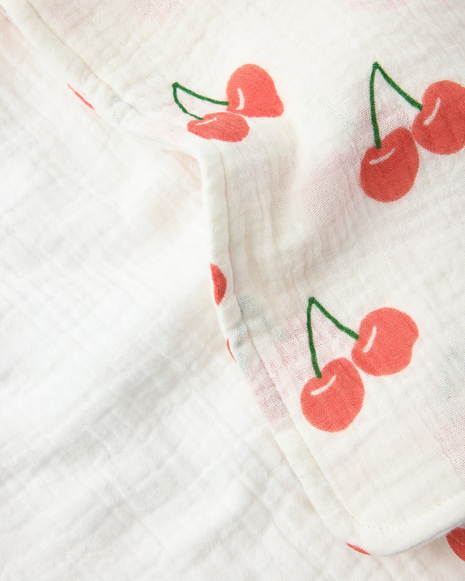Organic Muslin Burp Cloth (Three-Pack) | White Cherries