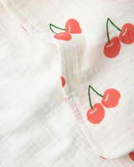 Organic Muslin Burp Cloth (Three-Pack) | White Cherries