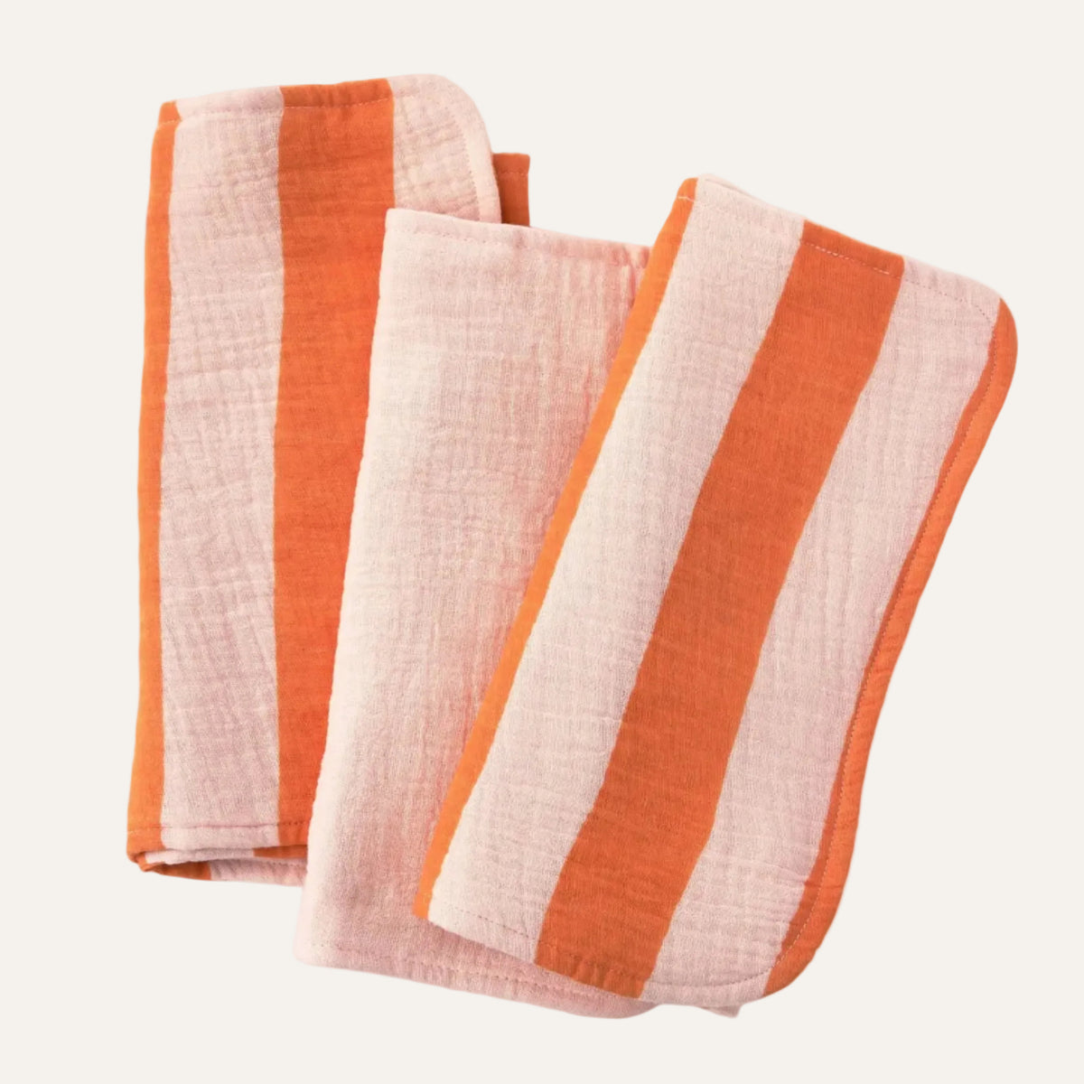 Organic Muslin Burp Cloth (Three-Pack) | Pink Wide Stripe