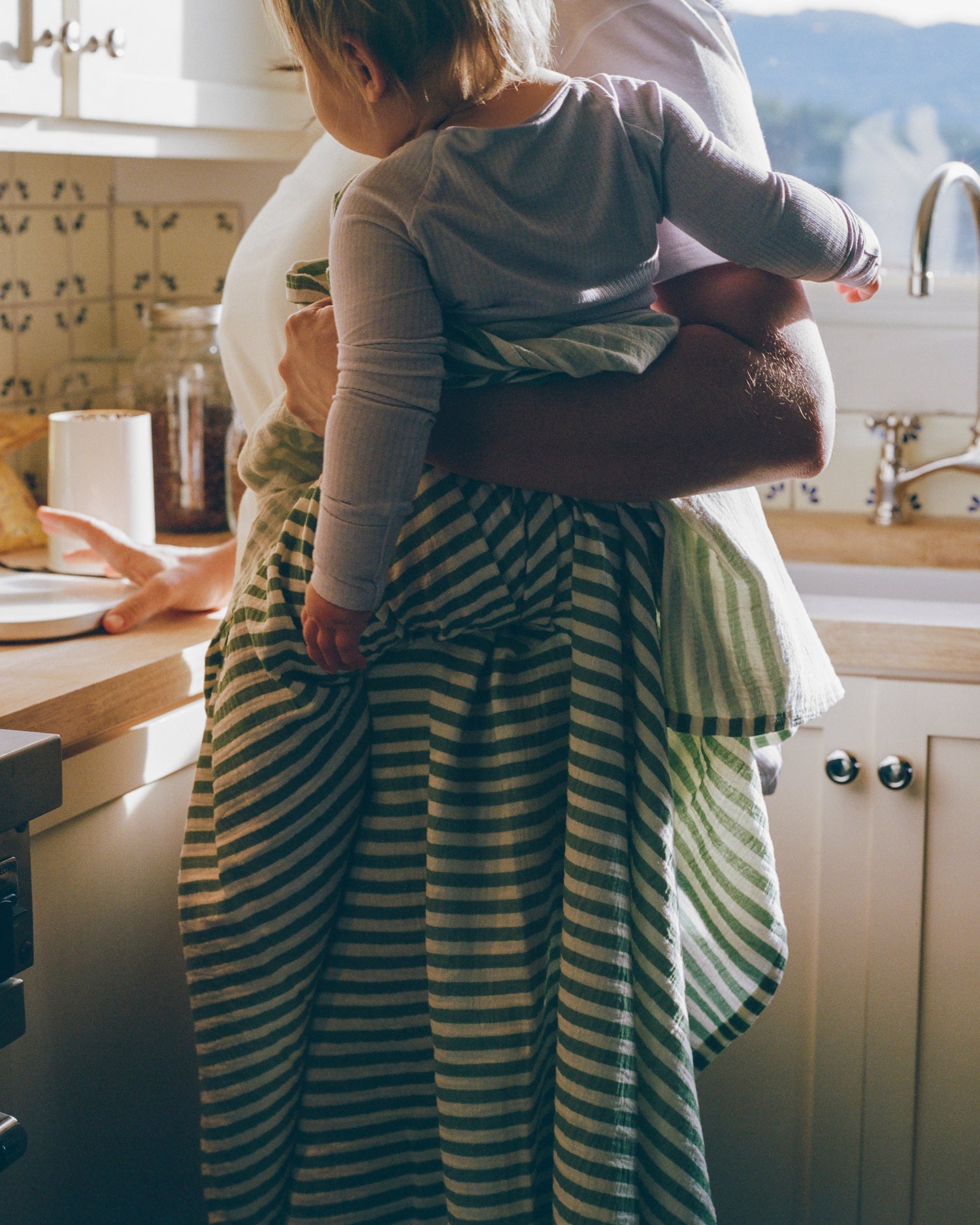 Organic Muslin Swaddle | Sage Stripe