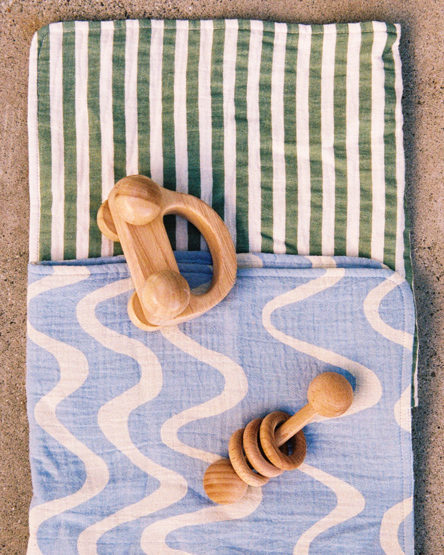 Organic Muslin Burp Cloth (Three-Pack) | Sage Stripe