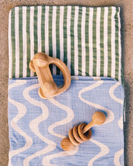 Organic Muslin Burp Cloth (Three-Pack) | Sage Stripe