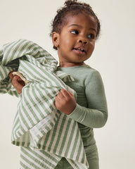 Organic Muslin Swaddle | Sage Stripe